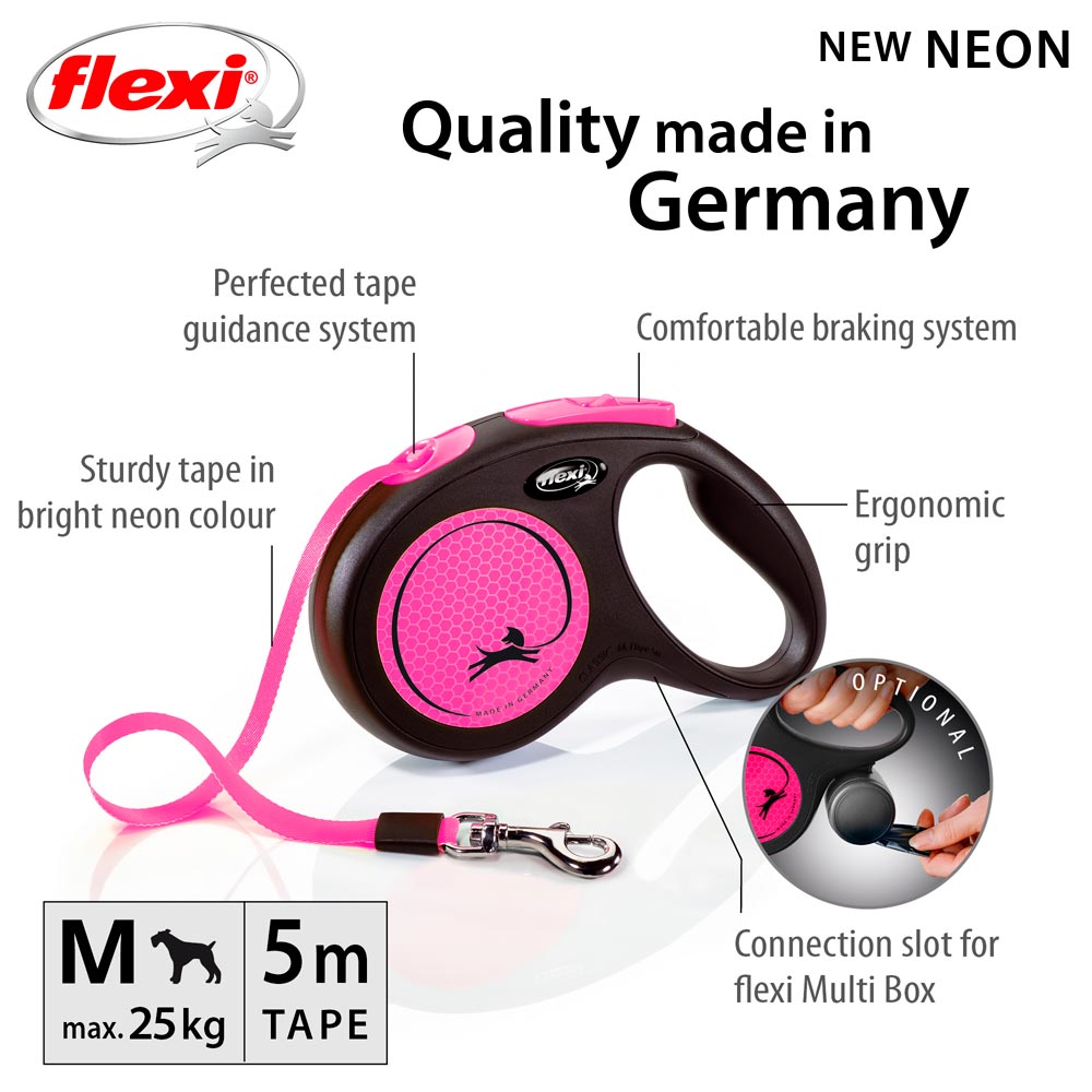 Reflective leash  New Neon M Flexi