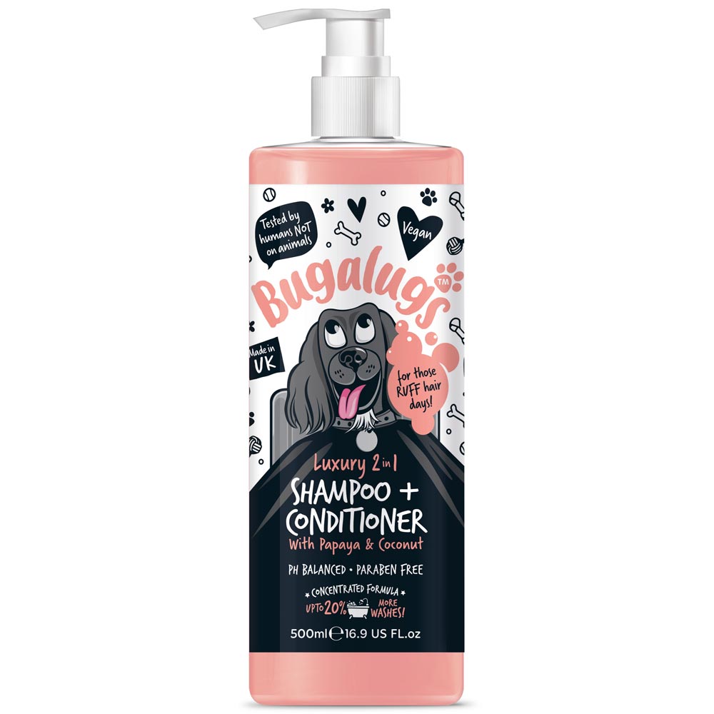Dog shampoo  Luxury 2 in 1 Papaya & Coconut 500ml Bugalugs