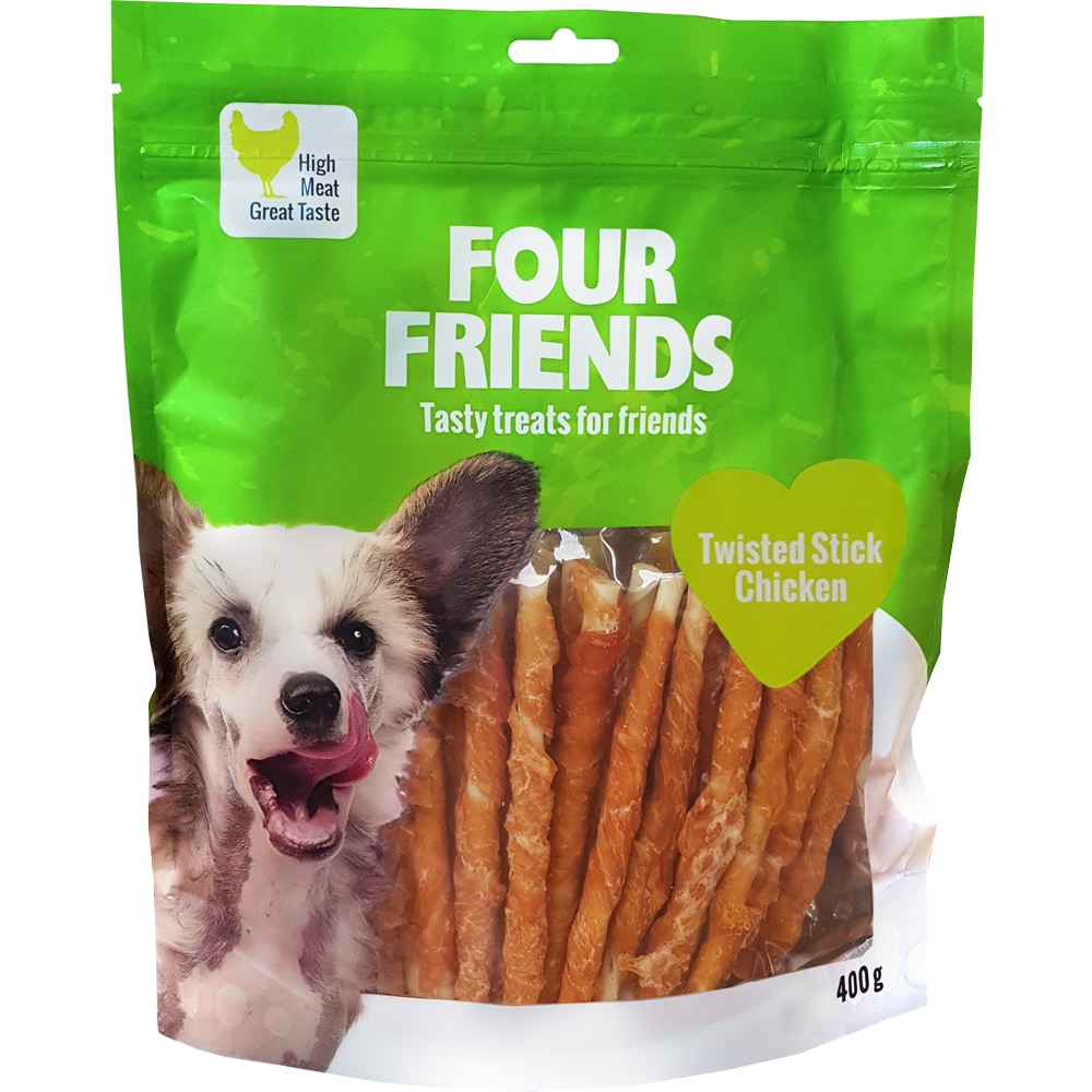 forslag Vært for brug Dog chew Twisted Stick Chicken 400 g FourFriends - Hööks