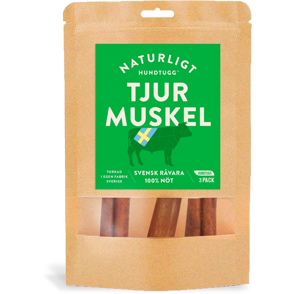 Dog chew  Bull muscle 3-pack Naturligt Hundtugg