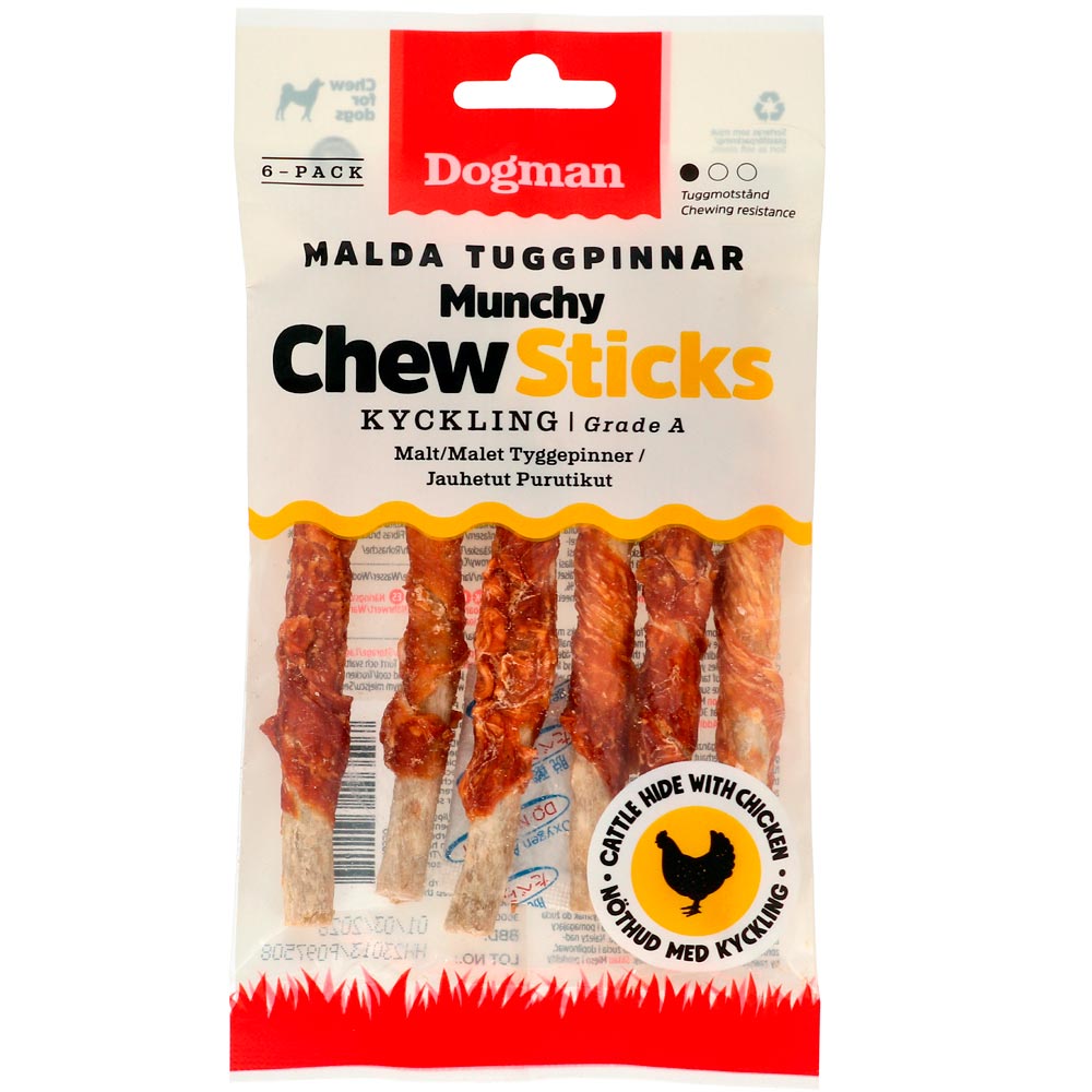 Dog chew  Malda tuggpinnar m kyckling 6-pack Dogman