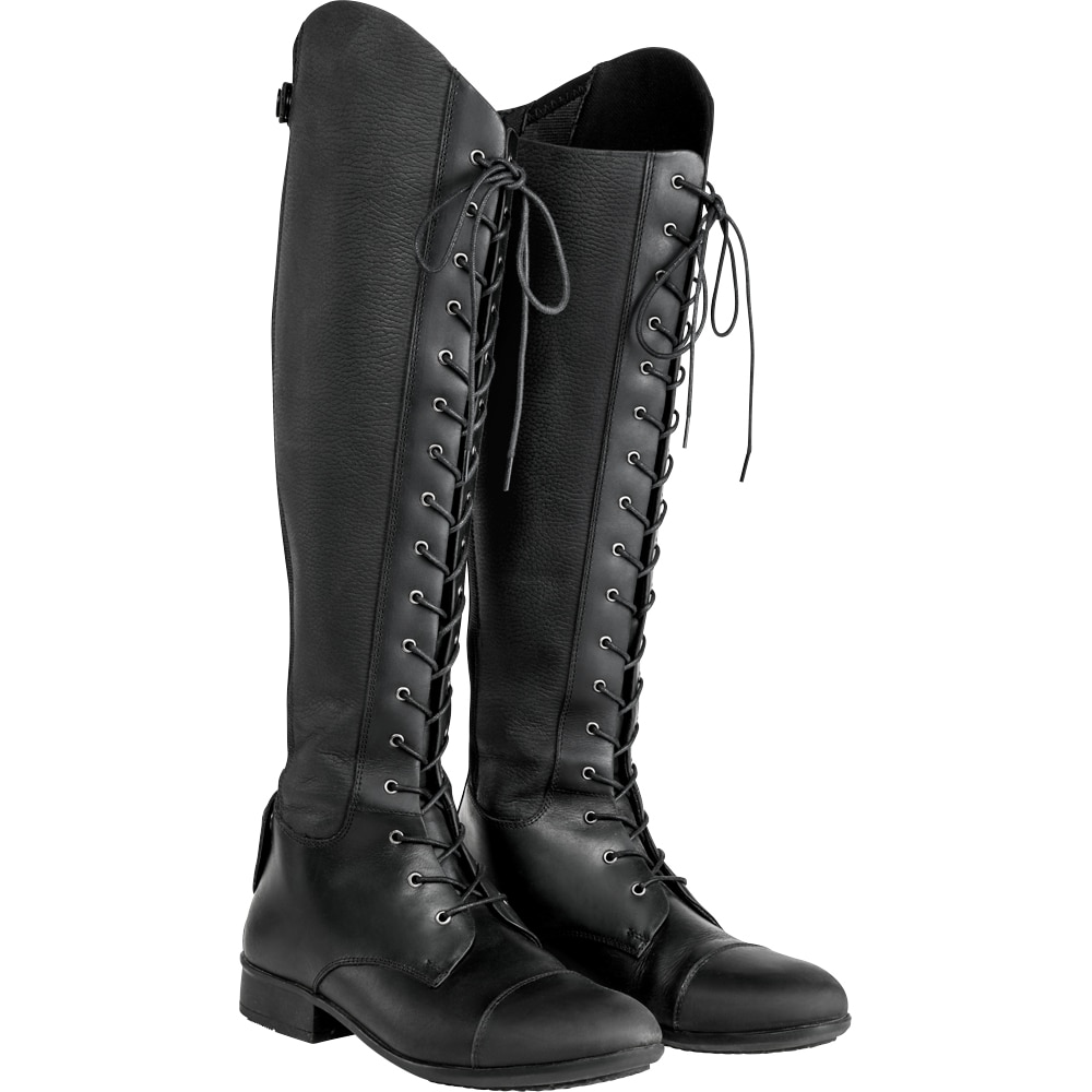 black leather riding boots